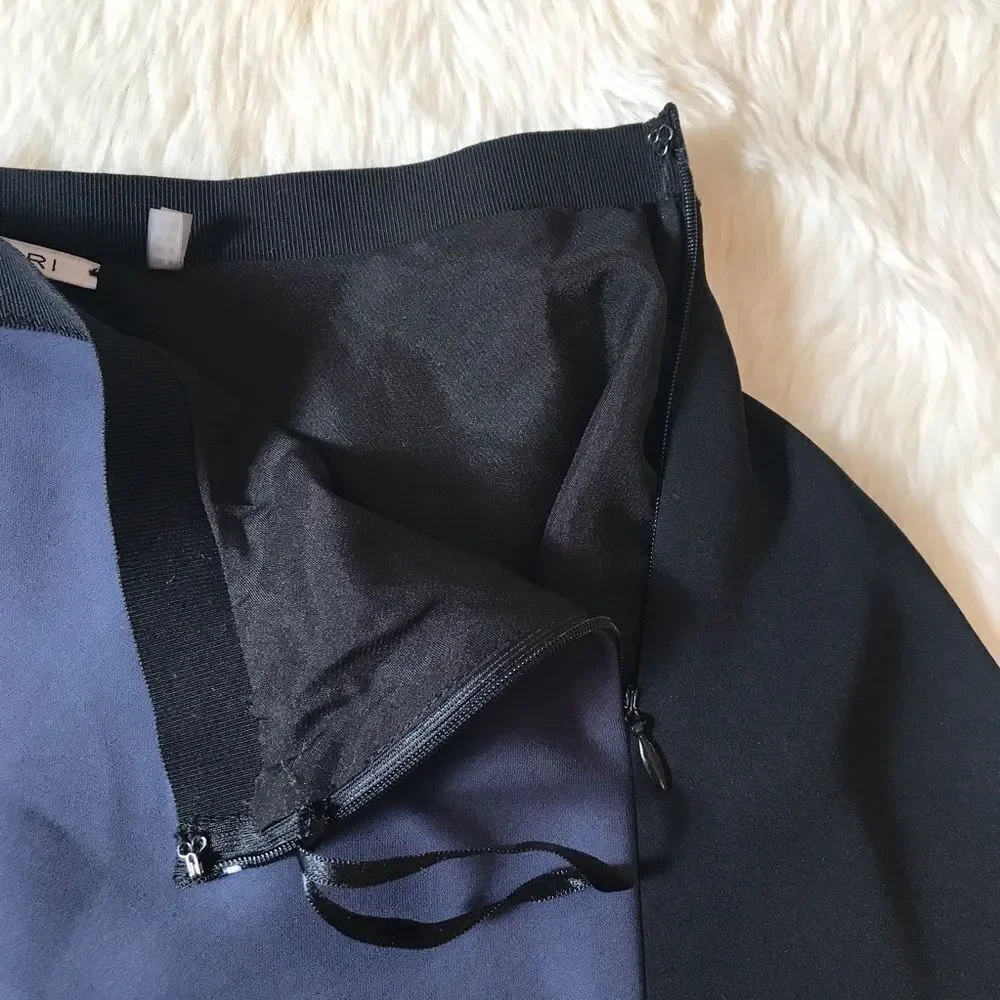 TAHARI Black Navy Skater Mini Skirt A-Line Colorblock Short Office Career Size 4
